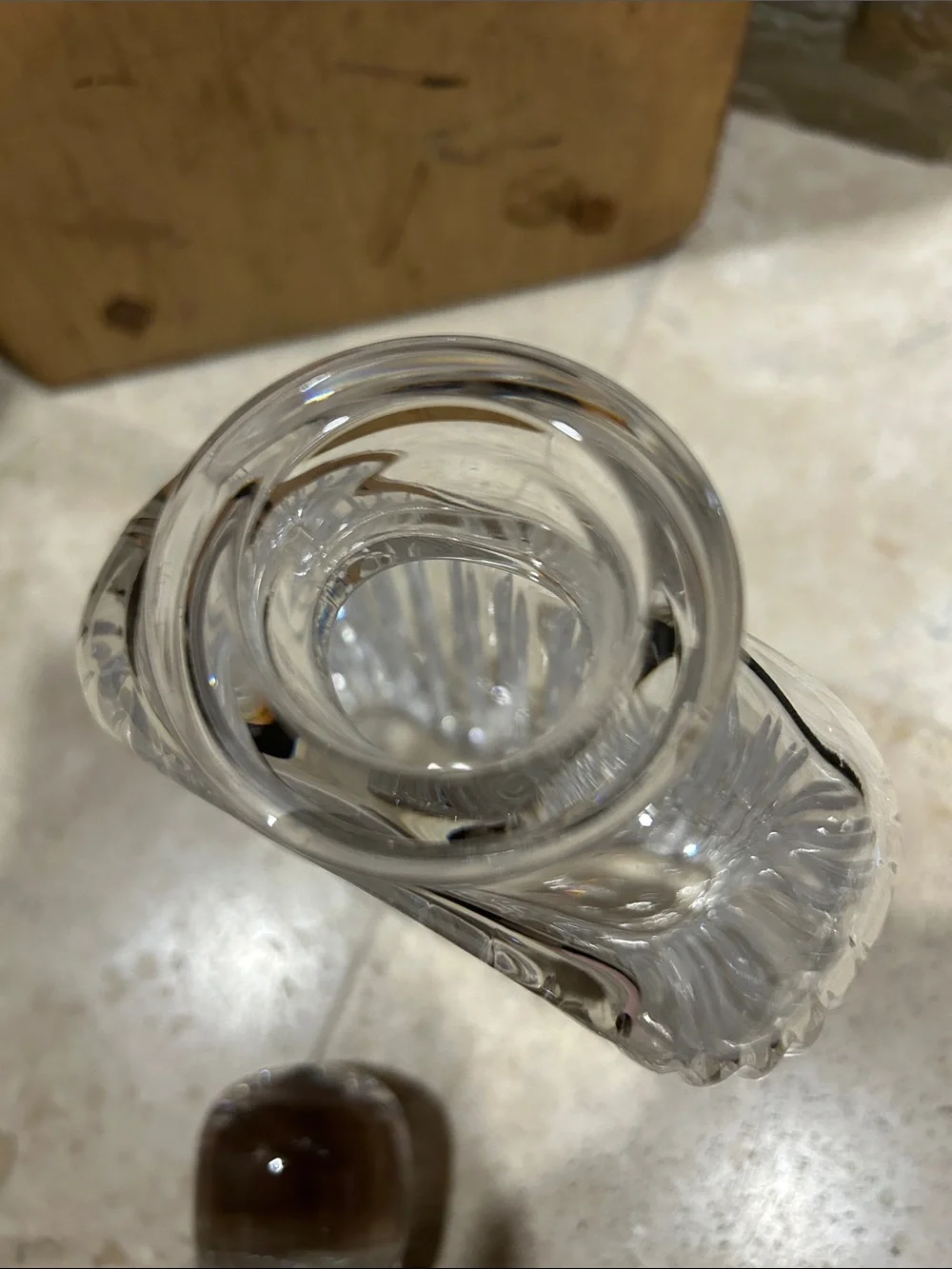 vintage Atlantis crystal ribbed decanter with Stopper